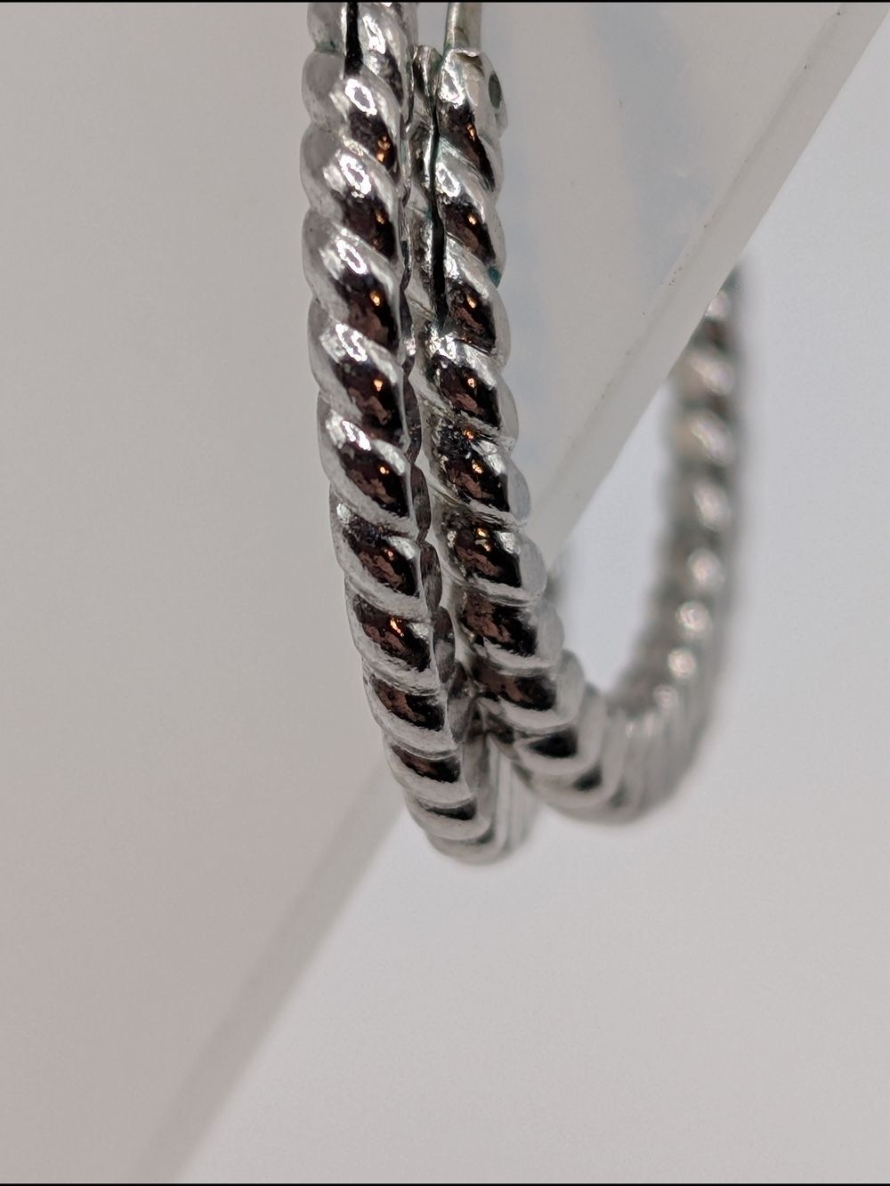 Twisted Silver Tone Hoop Earrings for Women